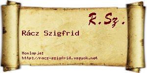 Rácz Szigfrid névjegykártya