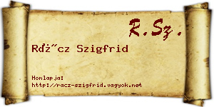 Rácz Szigfrid névjegykártya